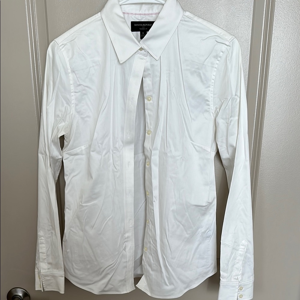 Banana Republic White Button Down Shirt Classic Cotton